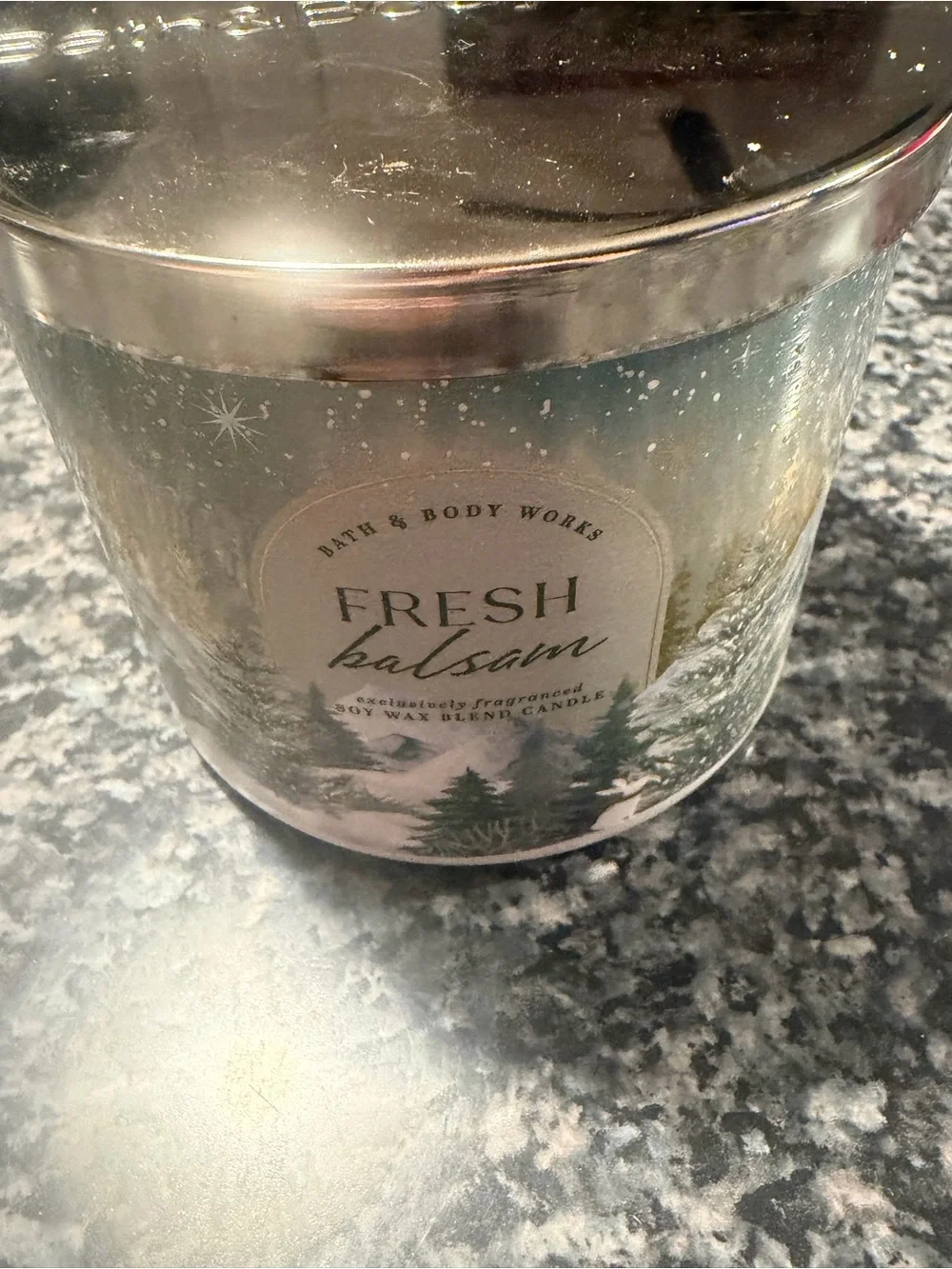 Bath & Body Works Fresh Balsam Candle - Silver, Green, White